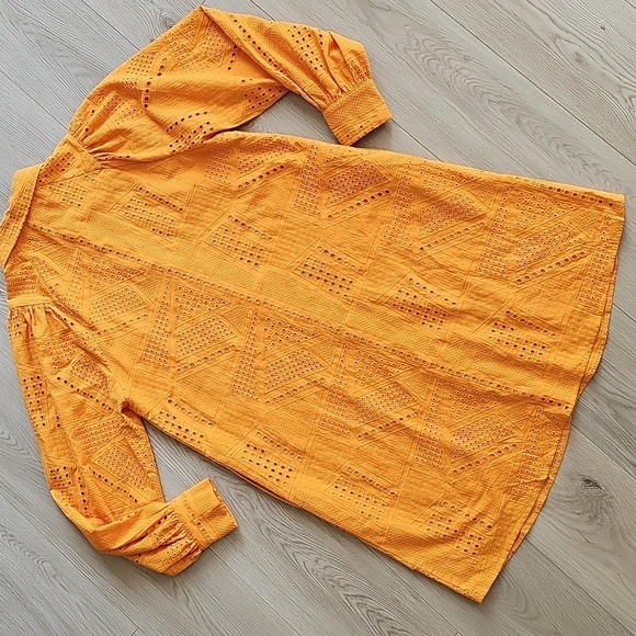 YAS Yasado Boho Alt Button Longsleeve Eyelet Collared Shirt Dress, Medium - Picture 16 of 16